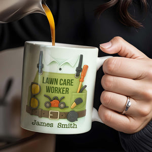 Lawn Mower, Tools, and Sunglasses, Personalized Mug, Gift For Gardeners and Lawn Care