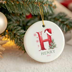 Personalized Family Letter Name Christmas Ceramic Ornament