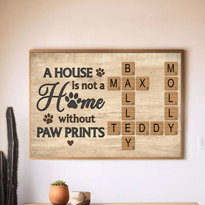 Home With Paw Prints Personalized Crossword Puzzle Art Canvas Gift For Dog Lover