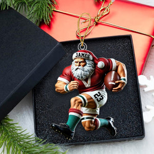 Custom Name American Football Santa Personalized Christmas Ornament