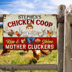 Rise And Shine Mother Cluckers - Personalized Metal Sign - Funny & Unique Gift for Poultry Farmers
