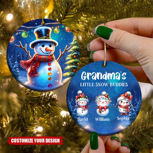 Personalized Christmas Snowman Ceramic Ornament