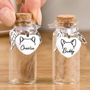 Pet Fur Keepsake Jar - Personalized Pet Memorial Sympathy Gifts For Dogs, Cats