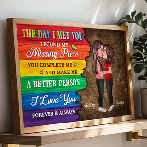 Half LGBT Flag Couple The Day I Met You Pride Month Personalized Poster