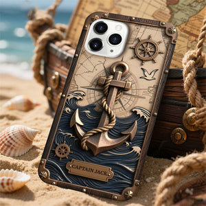 Personalized Nautical Anchor Vintage Nautical Map Fragment Phone Case