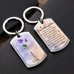 Straighten Your Crown, Queen! - Inspirational Personalized Custom Keychain - Gift For Granddaughters