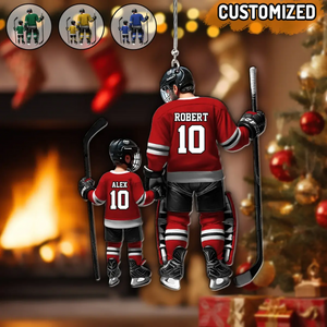 Father And Son β Personalized Ice Hockey Players Shaped Acrylic Ornament