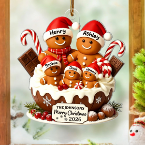 Personalized Gingerbread Family Acrylic Ornament โ Warm Holiday Decor For Family