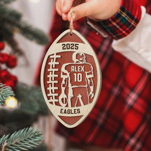 Custom Football Star Player - Personalized 2 Layer Wooden Ornament, Football Fan Gift