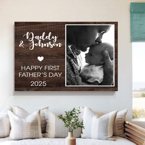 Personalized First Father’s Day Canvas Poster, Custom Photo Gift, New Dad Gifts