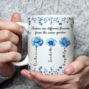 Sisters Are Different Flowers Toile De Jouy Style - Personalized Coffee Mug
