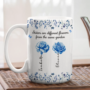 Sisters Are Different Flowers Toile De Jouy Style - Personalized Coffee Mug