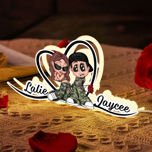 Y2K Couple Heart Shape With Names Personalized Light Box, Anniversary Gift, Unique Gift for Him for Her