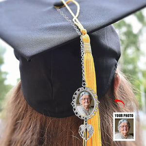 Personalized Graduation Tassel Photo Charm with Angel Wings