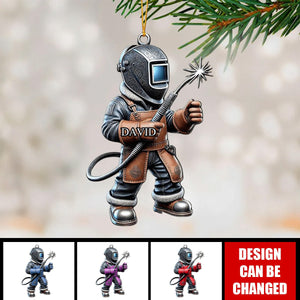 Personalized Welder Custom Name Shaped Ornament