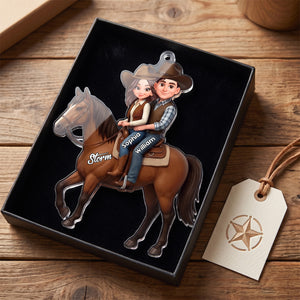 Personalized "Couple Riding A Horse" Acrylic Car Hanger – Unique Gift For Horse Lovers