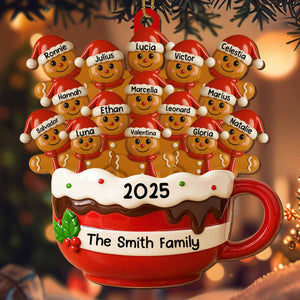 Hot Cocoa Mug With Festive Elves, Personalized Wood Ornament, Gift For Family