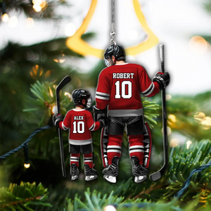 Father And Son β Personalized Ice Hockey Players Shaped Acrylic Ornament