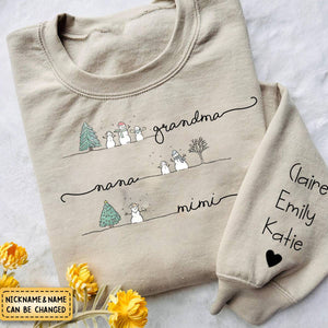 Wife Mom Mimi Christmas Snowman And Grandkids - Family Personalized Sweatshirt