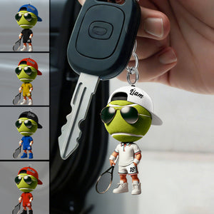 Cool Tennis Player Custom Name Personalized Tennis Keychain, Gift For Tennis Lover