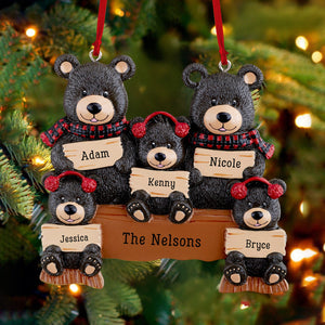Holiday Bear Family Christmas Gift Personalized Ornament