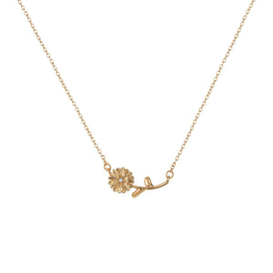 Birth Flower Necklace - Dainty Horizontal Flower Charm