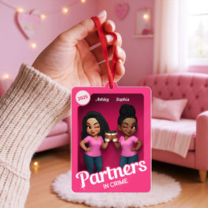 Besties Sisters Pink Toy Box Personalized Acrylic Ornament, Gift for Besties, Best Friends