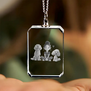Personalized Cartoon Dog Mom as A Custom Engraved Crystal Car Ornament