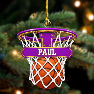 Personalized Basketball Hoop Christmas Ornament – Custom Name & Ball-In-Net Acrylic Keepsake | Gift for Players & Coaches