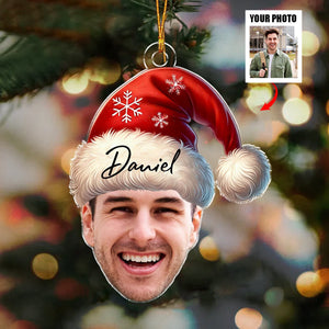 Funny Christmas Face Personalized Santa Hat Photo Ornament