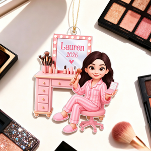 Personalized "Pink Girl Makeup" Acrylic Ornament β Christmas Gift For Daughters & Granddaughters