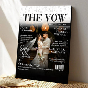 The Vow Magazine Cover, Custom Wedding Love Story Canvas, Romantic Couple Keepsake, Romantic Forever Gift