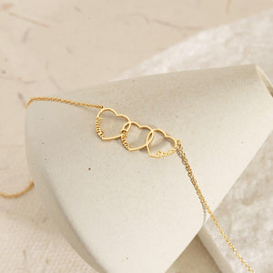 Personalized Multiple Heart Necklace Gift for Mom With Kids Names