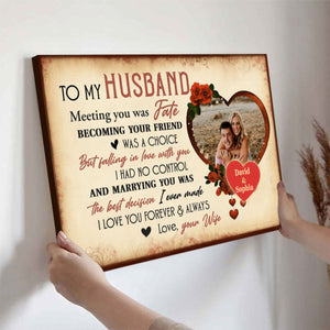 Meeting You Was Fate With Roses And Heart, Classic Personalized Poster, Gift For Husband, Wife