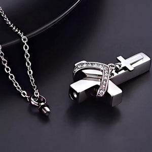 Eternal Embrace Memorial Cross Urn Necklace