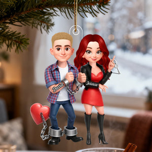 Unique Creative Gift For Couples β Personalized Funny Cartoon Couple Acrylic Ornament With Handcuffed Love Design