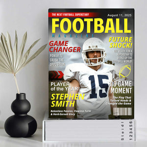 Custom Football Magazine Cover, Great Gift for Football Lovers, Gift For American Football Player, Personalized American Football Gifts