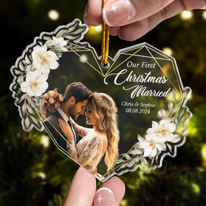 Our First Christmas Married As Mr & Mrs Custom Photo Personalized Acrylic Ornament
