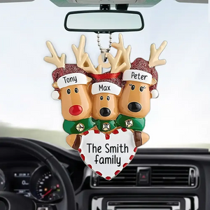 Happy Reindeer Family Personalized Christmas Acrylic Ornament