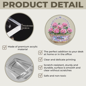 Mom Is My Home - Personalized Shining Flower Basket Acrylic Plaque, Gifts For Mom, Grandma