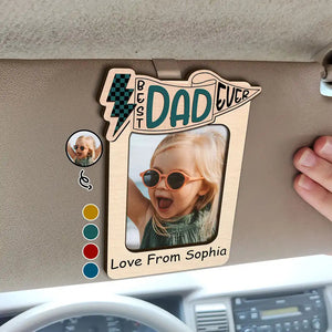 Custom Photo Dad Visor Clip - Personalized 'Best Dad Ever' Car Gift for Him