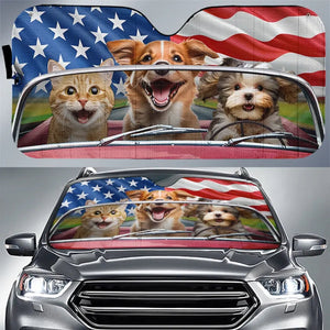 Personalized Dog & Cat Auto Windshield Sunshade, Car Window Protector - Gift For Pet Lovers