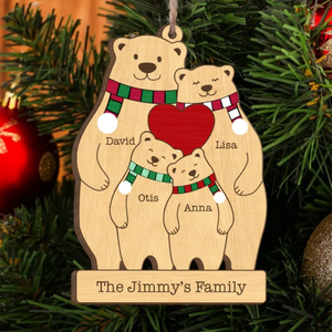 Family Wooden Hug Bears Personalized Wooden Ornament