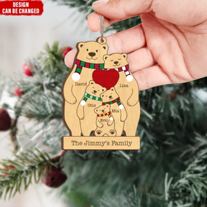 Family Wooden Hug Bears Personalized Wooden Ornament