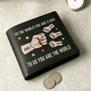 You’re My World, My Heart - Family Personalized Double-Sided Printed Leather Wallet - Father's Day, Gift For Dad, Grandpa