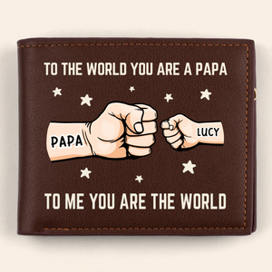 You’re My World, My Heart - Family Personalized Double-Sided Printed Leather Wallet - Father's Day, Gift For Dad, Grandpa