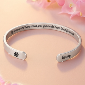 With Me Always - Memorial Personalized Custom Bangle Bracelet Cuffs - Sympathy Gift For Pets