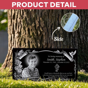 Love Leaves A Memory That No One Can Steal - Personalized Granite Headstone With Stand , Memorial Gift, Sympathy Gift For Loss Of Loved One