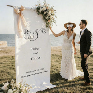 Custom Fabric Wedding Welcome Sign • Modern Wedding Banner • Personalized Wedding Decor
