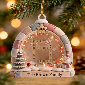 "Our Family" β Personalized Crossword Puzzle Art Ornament | Gift For Family Lovers